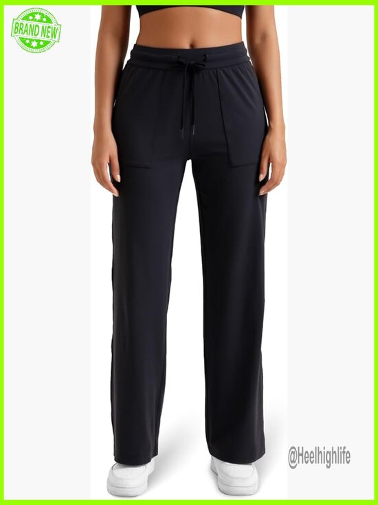Pants - Wide Leg Lounge Pants High Waisted Work Pants with Pockets